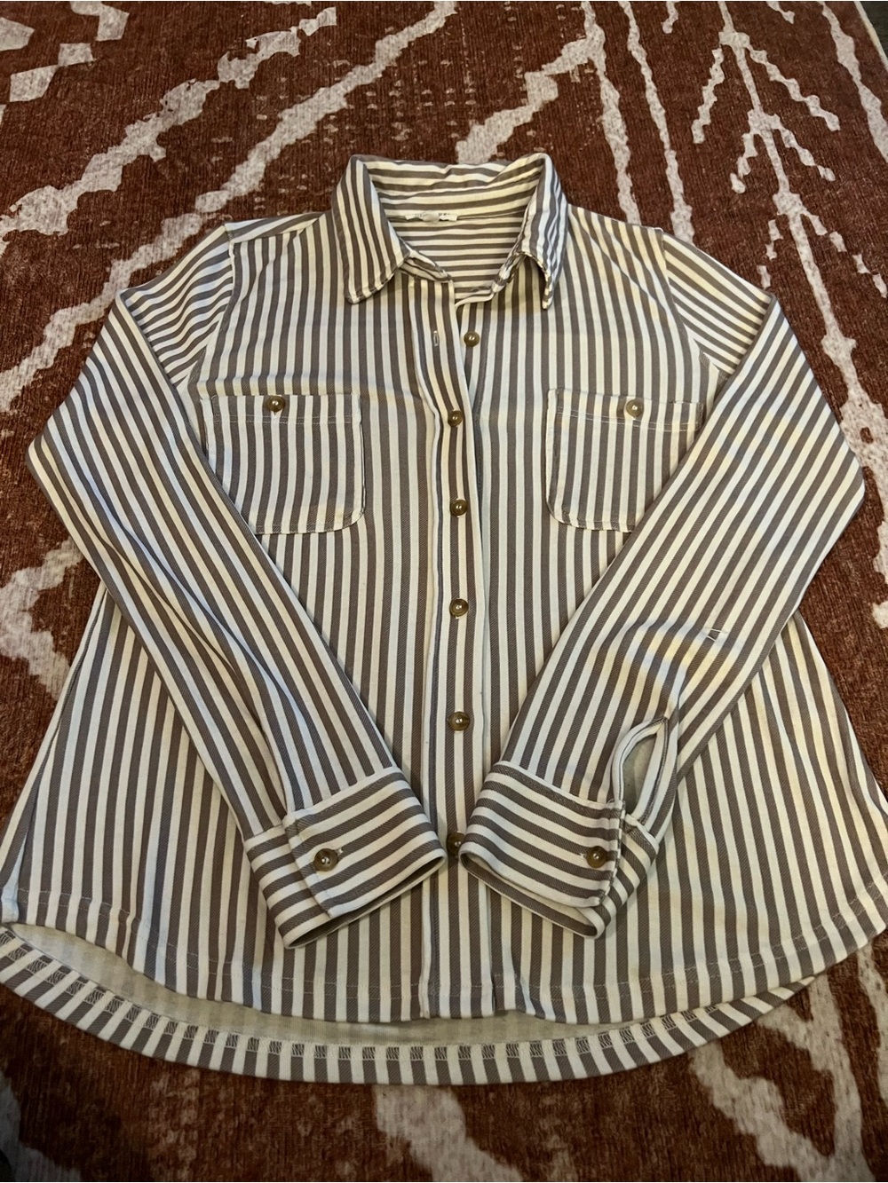 Blu Pepper Cream and Brown Striped Blouse